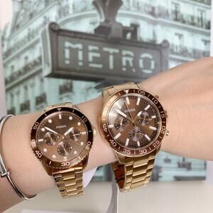 Fossil BQ2827SET His and Hers Multifunction Rose Gold-Tone Stainless